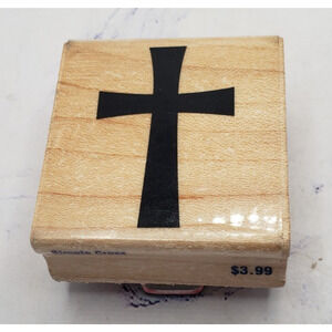 Stampabilities Simple Cross Religious Wood Mounted Rubber Stamp D1209